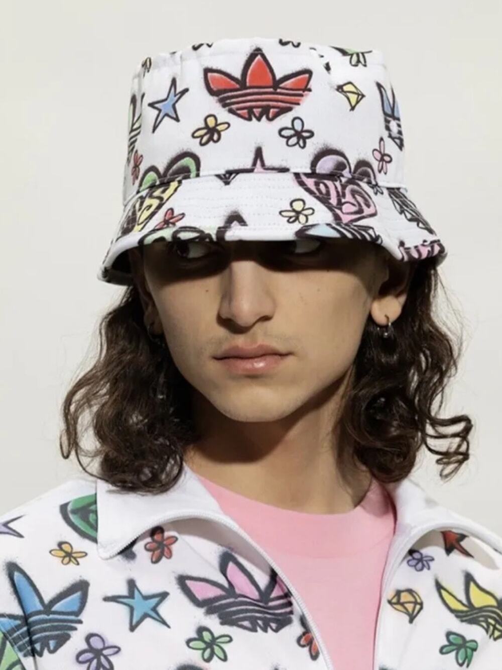 Adidas X Jeremy Scott Monogram Graphic Print Bucket Hat Adult Size OS Multi